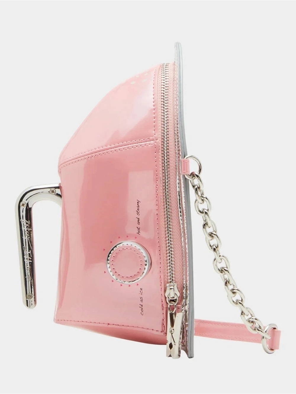 Betsey Johnson Pink Patent Mini Crossbody with Silver Chain